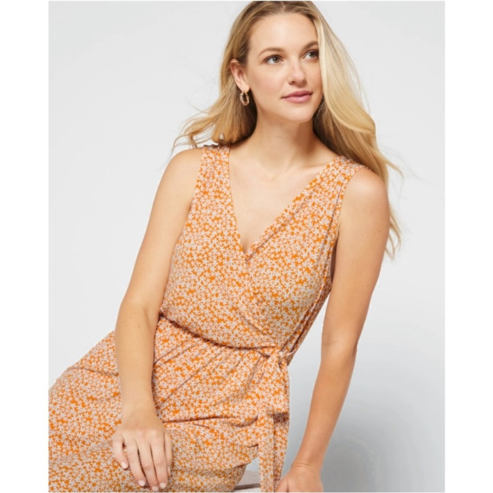 Kaileigh Orange Floral Sleeveless V-Neck Jumpsuit